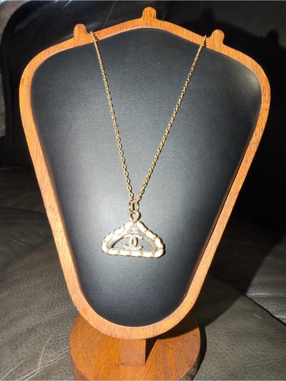 Hand Crafted Gold-Tone Logo Pendant Necklace